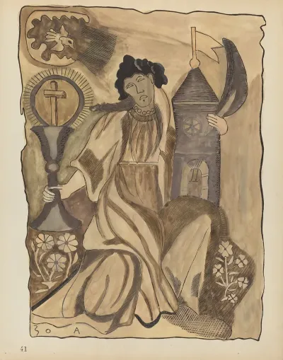 Plate 41 Saint Barbara From Portfolio Spanish Colonial Designs Of New Mexico 2