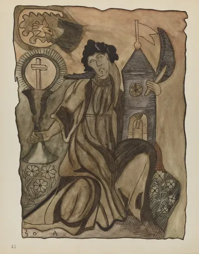 Plate 41 Saint Barbara From Portfolio Spanish Colonial Designs Of New Mexico