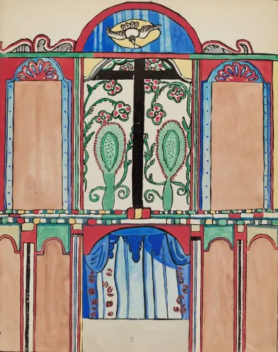 Plate 5 Main Altarpiece Santa Cruz From Portfolio Spanish Colonial Designs Of New Mexico 2
