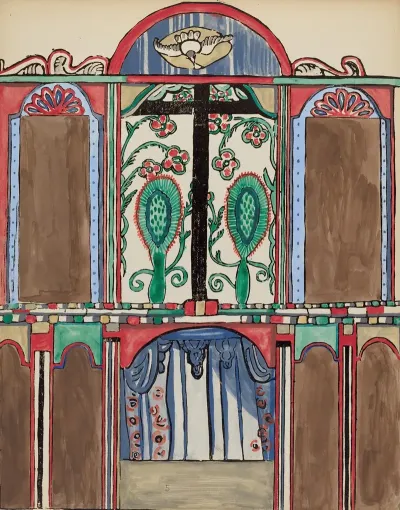 Plate 5 Main Altarpiece Santa Cruz From Portfolio Spanish Colonial Designs Of New Mexico 3