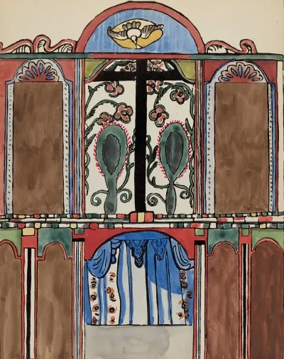 Plate 5 Main Altarpiece Santa Cruz From Portfolio Spanish Colonial Designs Of New Mexico