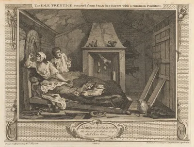 Plate 7 The Idle Prentice Returned From Sea And In A Garret With A Common Prostitute