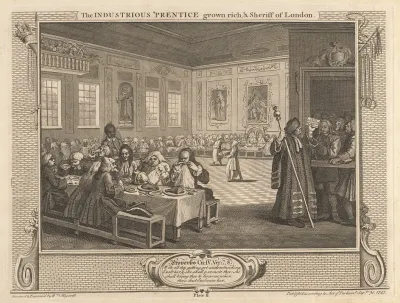 Plate 8 The Industrious Prentice Grown Rich And Sheriff Of London
