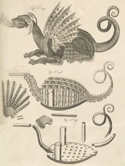 Plate Q Pyrotechnic Set Piece Of A Dragon