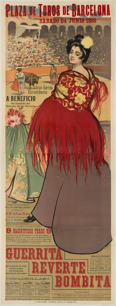 Plaza De Toros De Barcelona Sabado 24 Junio 1899 Guerrita Reverte Bombita