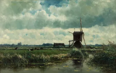 Polder Landscape With Windmill Near Abcoude