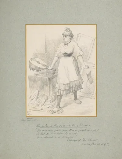 Political Cartoon Of Katherina From Shakespeares Taming Of The Shrew