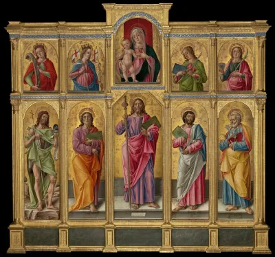 Polyptych With Saint James Major Madonna And Child And Saints