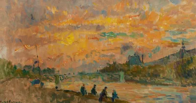 Pont Des Saints Peres A Paris Soleil Couchant