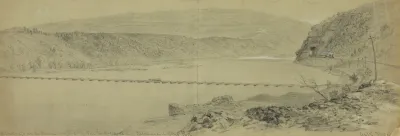Pontoon Bridge Over The Potomac Maryland Heights In The Distance And Baltimore And Ohio R R