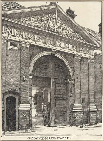 Poort Van De Marinewerf Aan De Grote Kattenburgerstraat Te Amsterdam