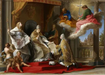 Pope Benedict Xiv Presenting The Encyclical Ex Omnibus To The Comte De Stainville Later Duc De Choiseul