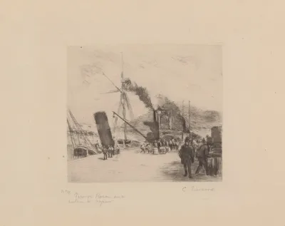 Port De Rouen Avec Bateau A Vapeur