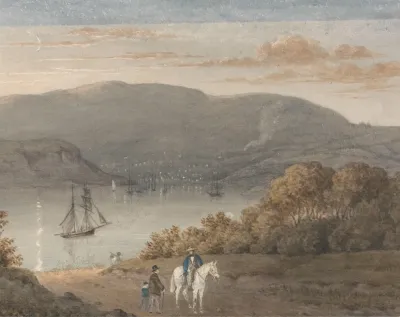 Port Louis From La Petite Montagne Twilight With A Rider And Figures In Foreground