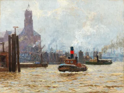Port Of Hamburg With View Of The Kehrwieder Spitze