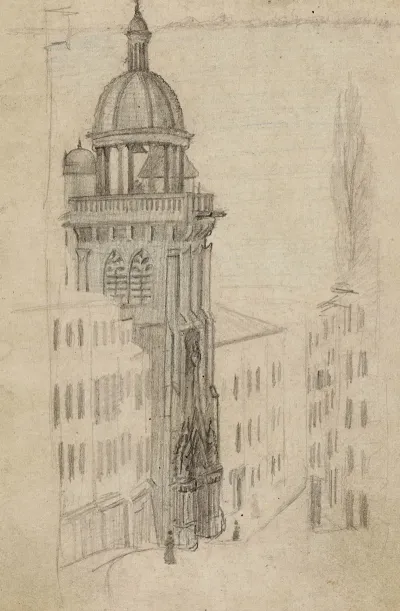 Portail Et Clocher Deglise Dans Une Ruelle