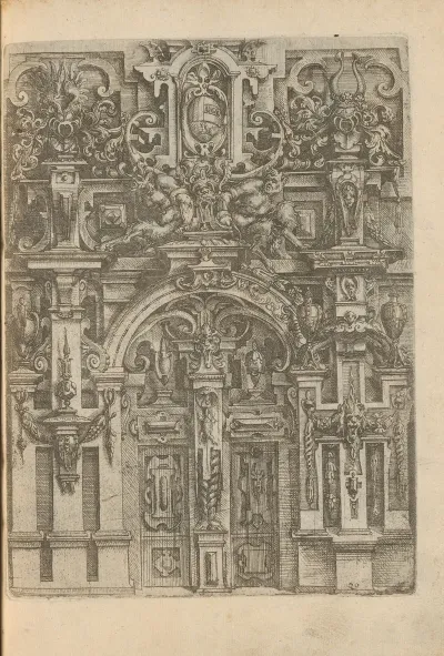 Portal Decorated With Garlands Mascarons Helmets And Satyrs