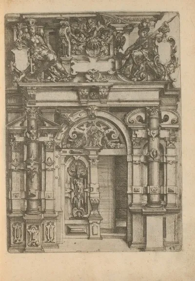 Portal Decorated With Mascarons And Garlands And On Top Two Women With Cartouches