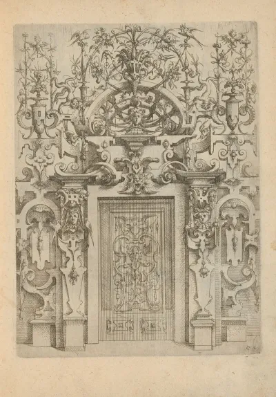 Portal Decorated With Mascarons Foliage And Scrollwork