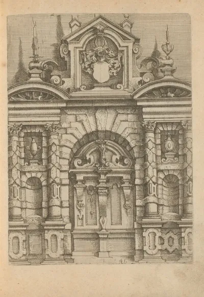 Portal Decorated With Rustication Crowns And A Coat Of Arms