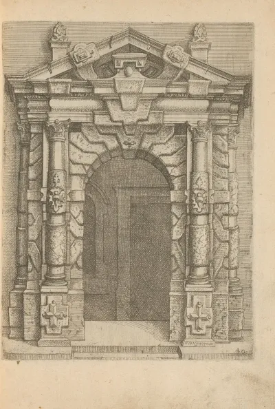 Portal Decorated With Scrollwork And Rustication