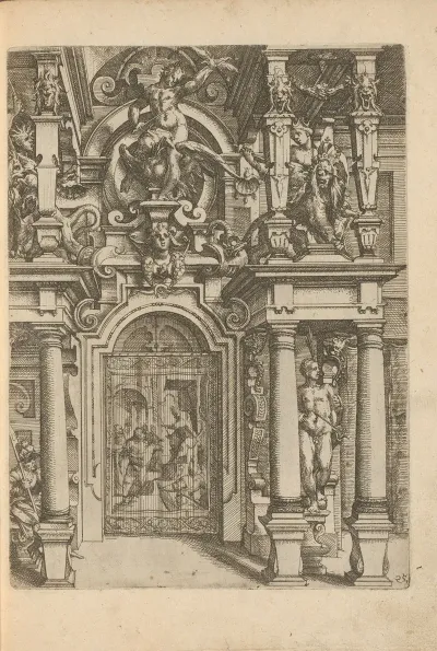 Portal With Carpet For The Passageway And Zeus Atop An Eagle Flanked By Women On Lions