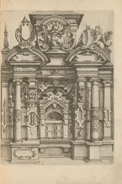 Portal With Different Ornaments On The Left And Right Cartouches A Putto And Cupid With His Bow And Arrow