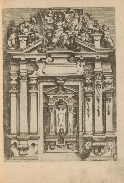 Portal With Niche And On The Broken Pediment The Personification Of Justice Justitia Flanked By Two Women