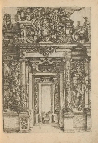 Portal With Niches Containing Statues Of Diana And Venus And At The Top A Coat Of Arms And Armorial Bearings