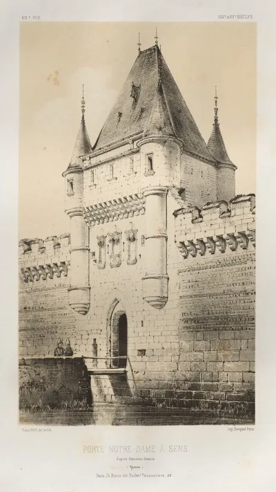 Porte Notre Dame A Sens Dapres Danciennes Dessins Yonne