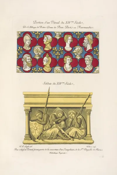 Portion Dun Vitrail Du Xivme Siecle Soldats Du Xivme Siecle
