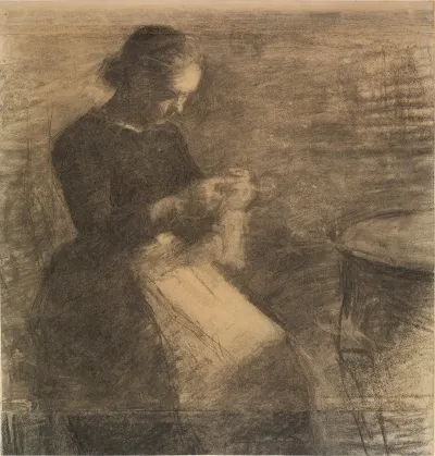 Portraet Af Ida Hammershoi Med Handarbejde