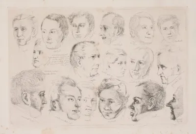 Portraetter Af De 17 Mandlige Personer Pa Wmarstrands Maleri Et Musikalsk Aftenselskab 1834