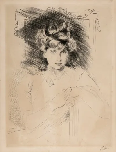 Portrait De Femme Assise De Face