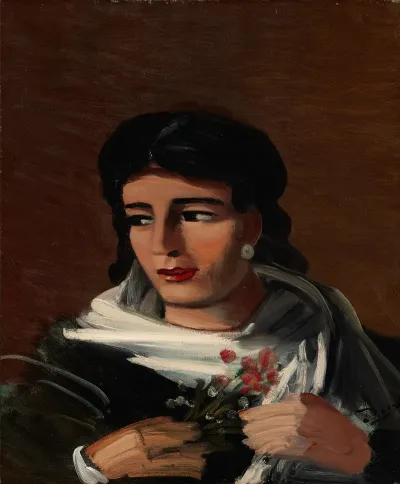 Portrait De Femme Au Bouquet