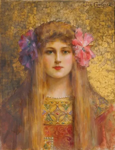 Portrait De Femme Au Turban Fleuri