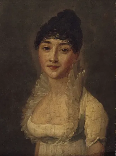 Portrait De Femme En Robe Blanche