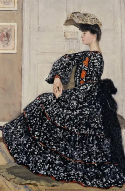 Portrait De Femme En Robe Mouchetee