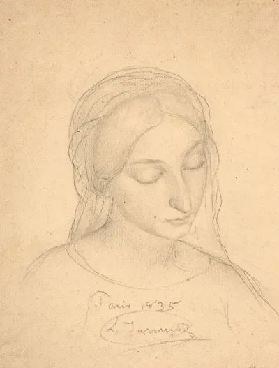 Portrait De Femme Regardant Vers Le Bas