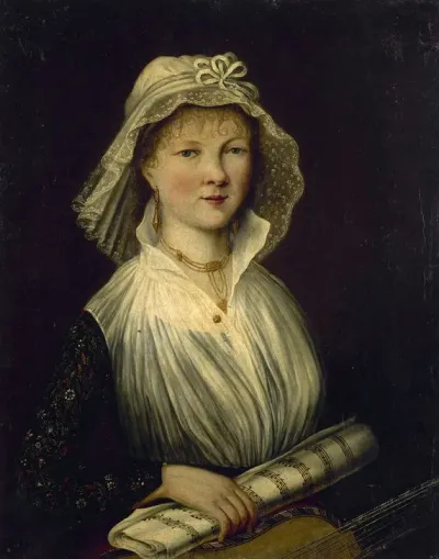 Portrait De Femme Tenant Un Rouleau De Musique Dite Mme Courcier
