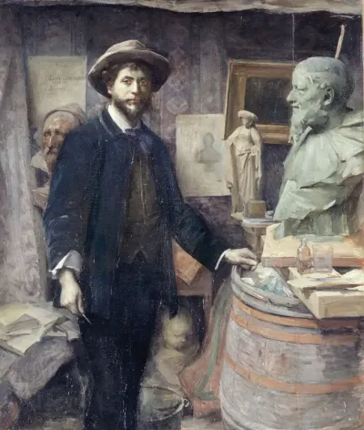 Portrait De Jean Carries Dans Son Atelier