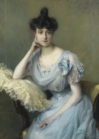 Portrait De Jeune Femme A La Robe Bleue