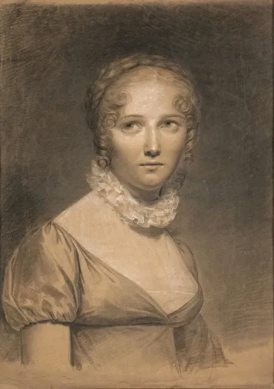 Portrait De Jeune Femme Au Col Troubadour