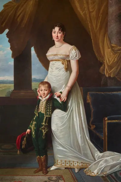 Portrait De La Baronne Solignac Avec Son Fils Jean Baptiste Eugene