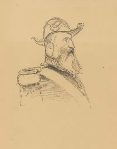 Portrait De Leopold Ii Roi Des Belges De 3 4 Face Avec Bicorne Et Binocle