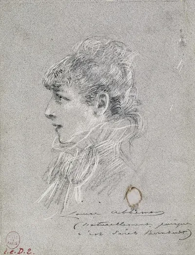 Portrait De Sarah Bernhardt En Buste Profil De Gauche