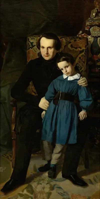 Portrait De Victor Hugo Avec Son Fils De Francois Victor Hugo