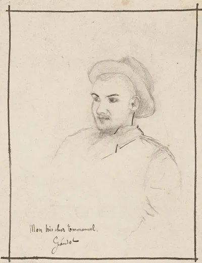Portrait Dhomme Avec Un Chapeau Tourne De Trois Quarts Vers La Gauche