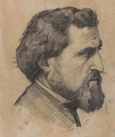 Portrait Dhomme Barbu De Profil Cote Droit Un Anneau A Loreille
