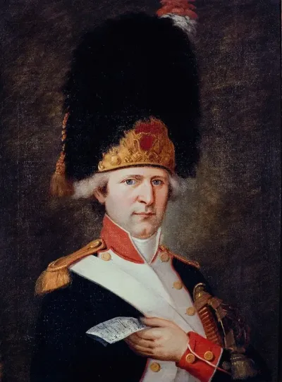 Portrait Dun Grenadier Tenant A La Main Un Billet